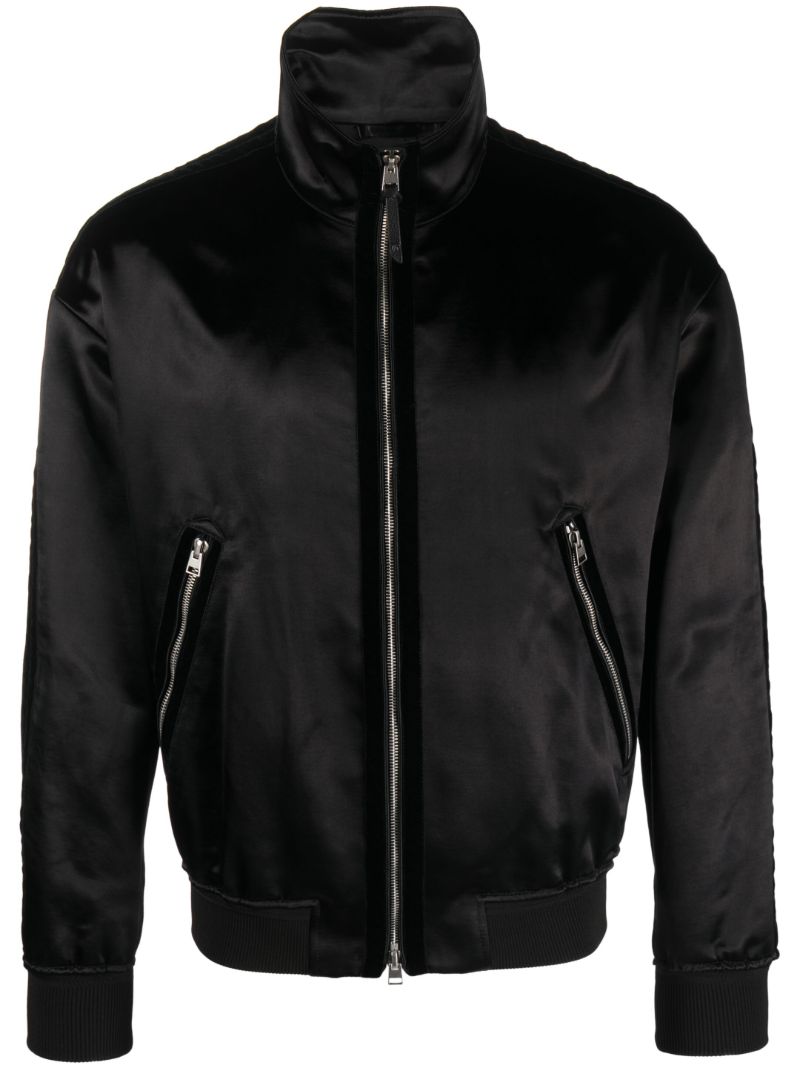 Black Funnel Neck Bomber Jacket