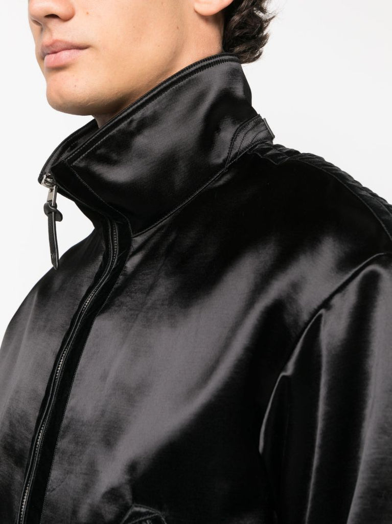 Black Funnel Neck Bomber Jacket