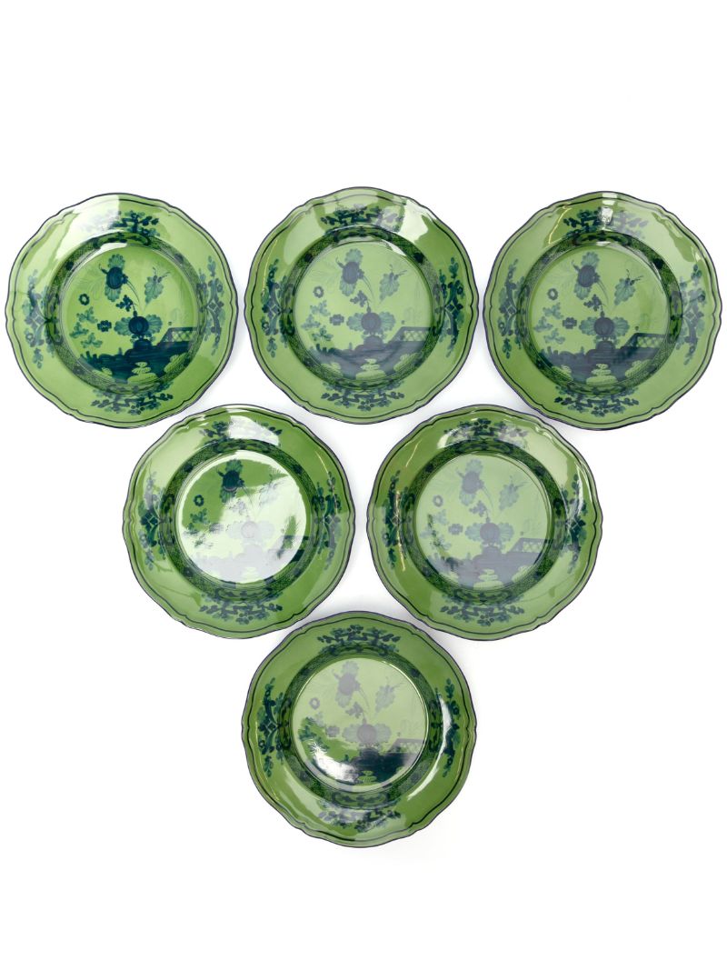 Green  Oriente Italiano Dessert Plates Set