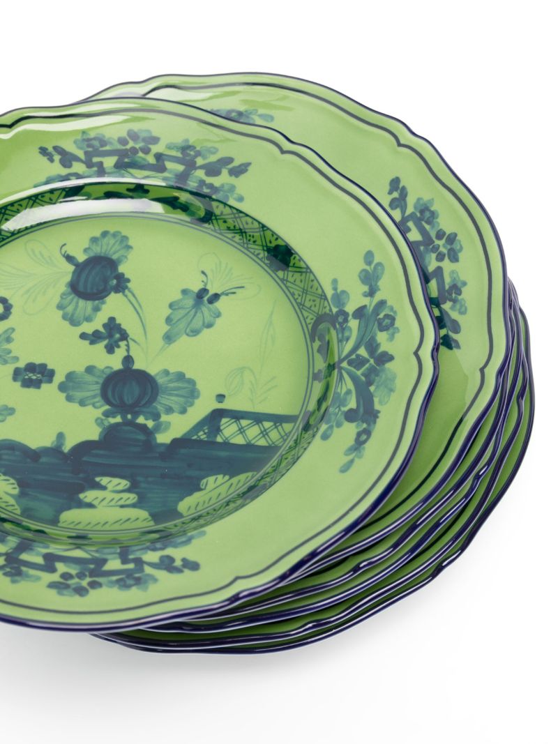 Green  Oriente Italiano Dessert Plates Set