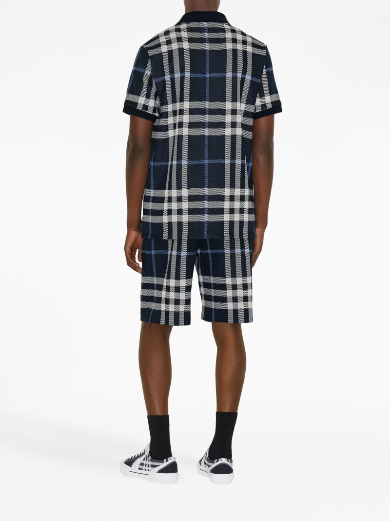 Blue Check Cotton Polo Shirt