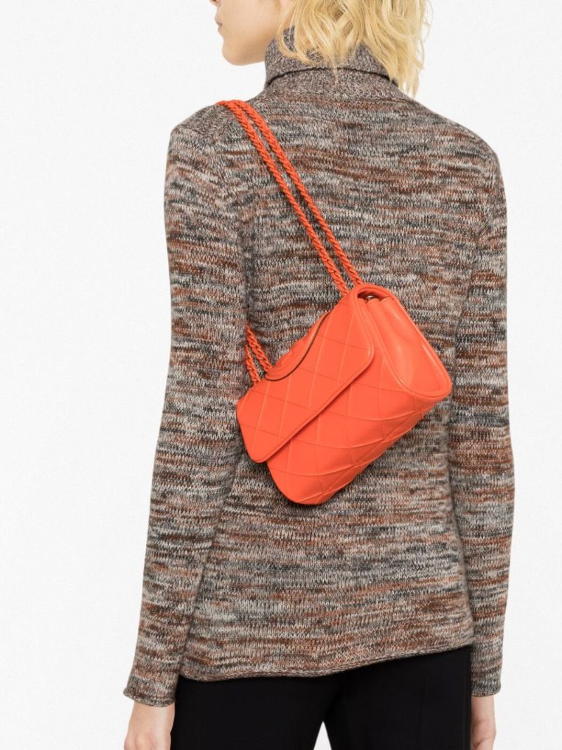 Orange Fleming Leather Shoulder Bag