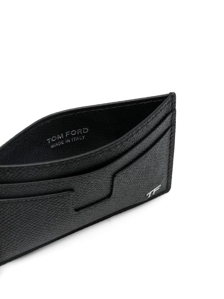 Black Tf-plaque Leather Card Holder