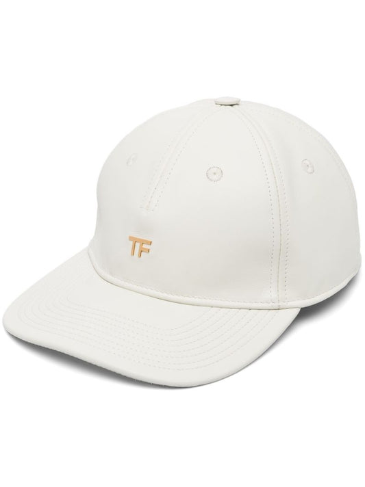 White Logo-plaque Leather Cap