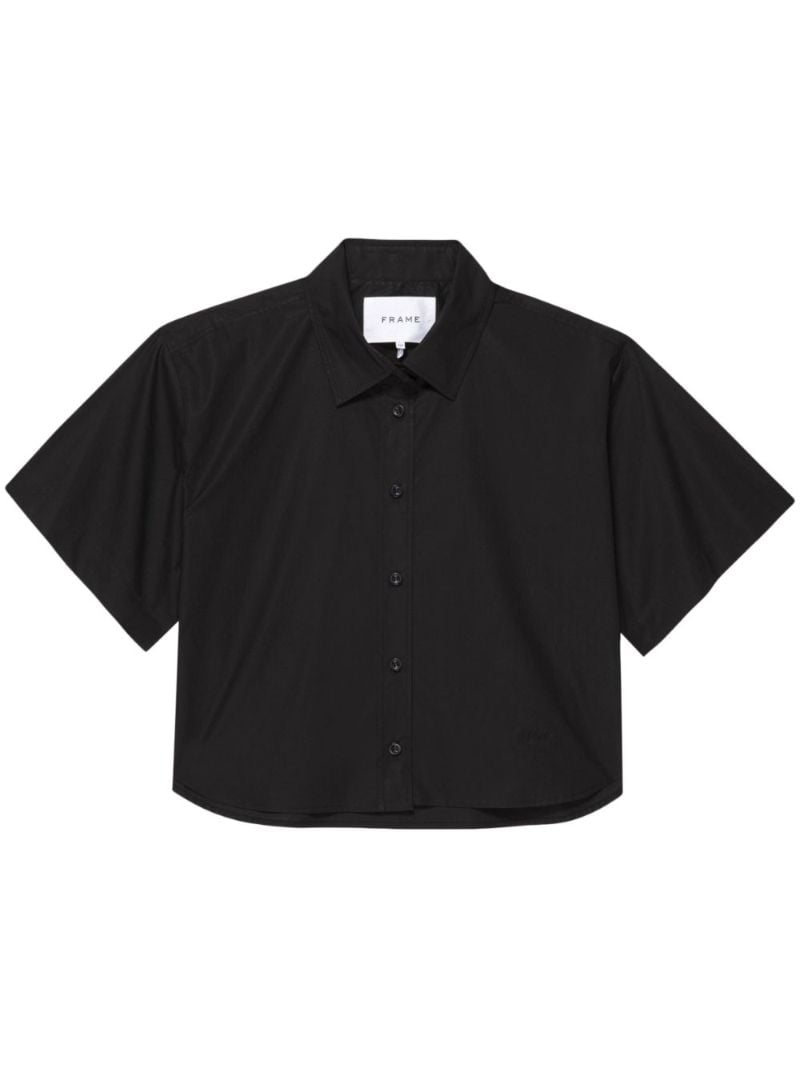 Black Cropped Cotton Shirt