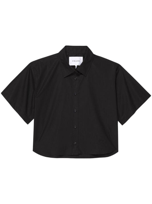 Black Cropped Cotton Shirt