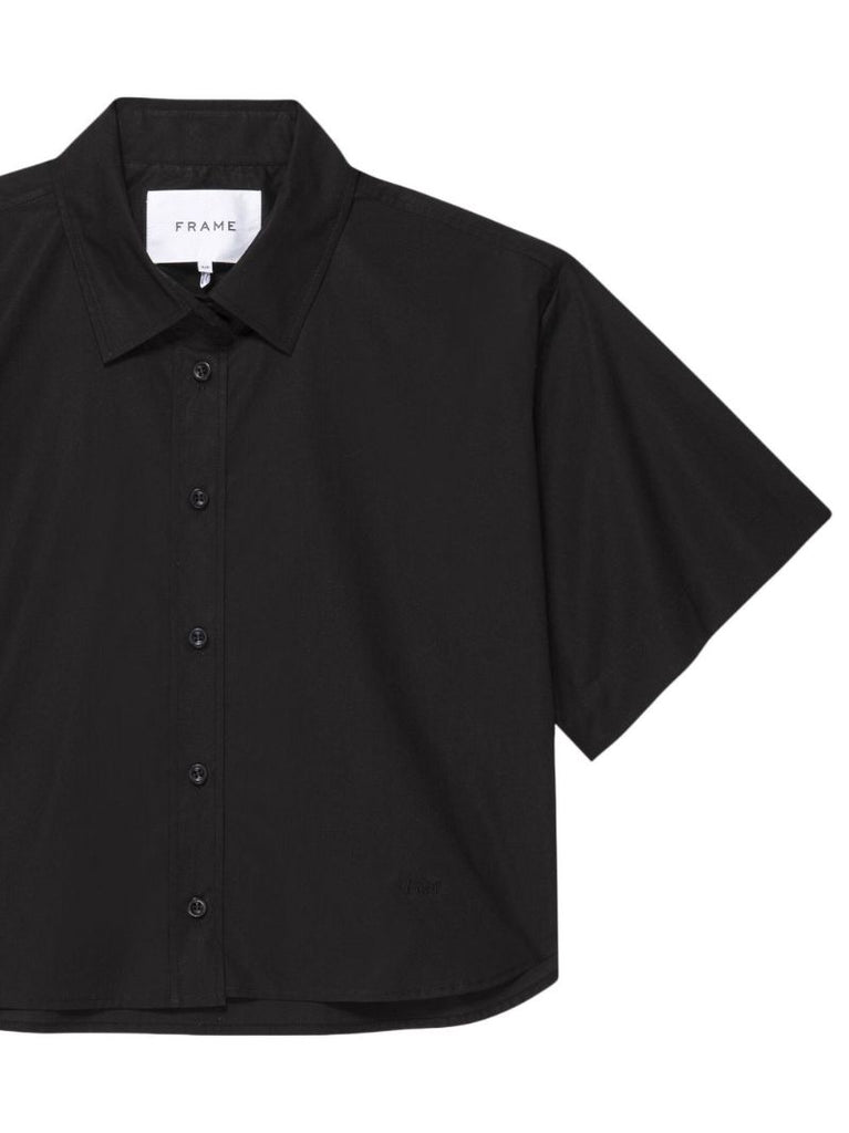 Black Cropped Cotton Shirt