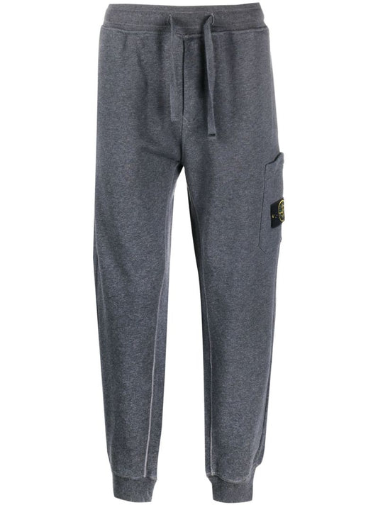 Grey Compass-patch Cotton Track Pants