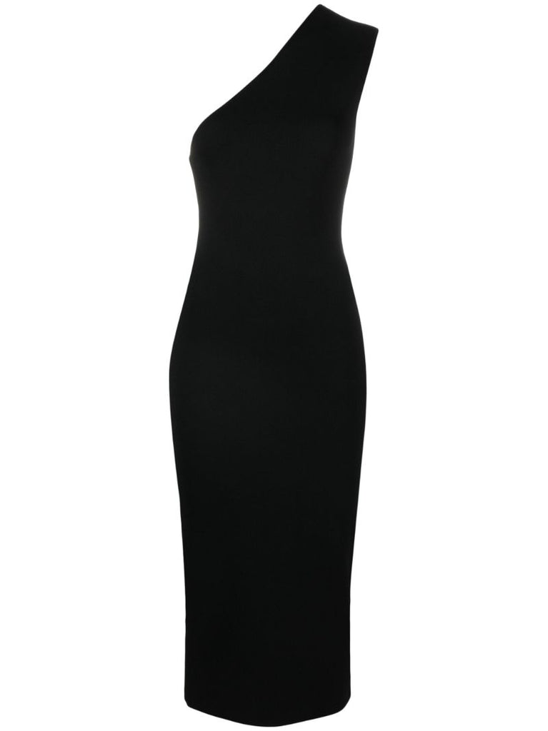 Black Arriba One-shoulder Midi Dress