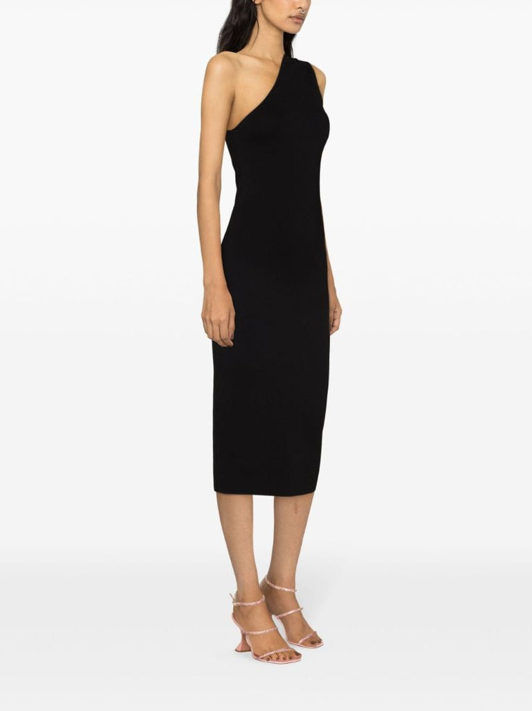 Black Arriba One-shoulder Midi Dress
