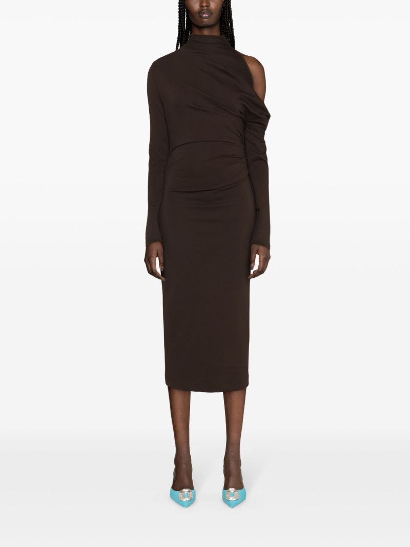 Brown Teresa Asymmetric Midi Dress