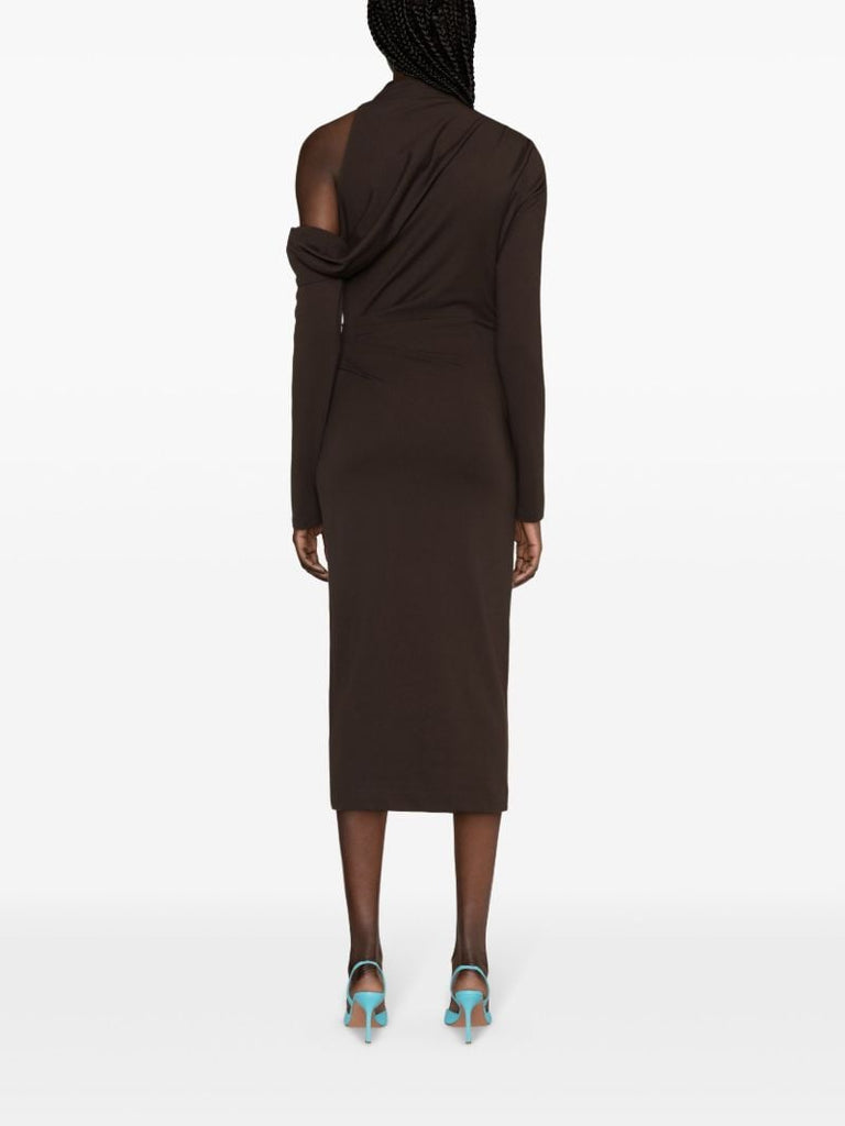 Brown Teresa Asymmetric Midi Dress