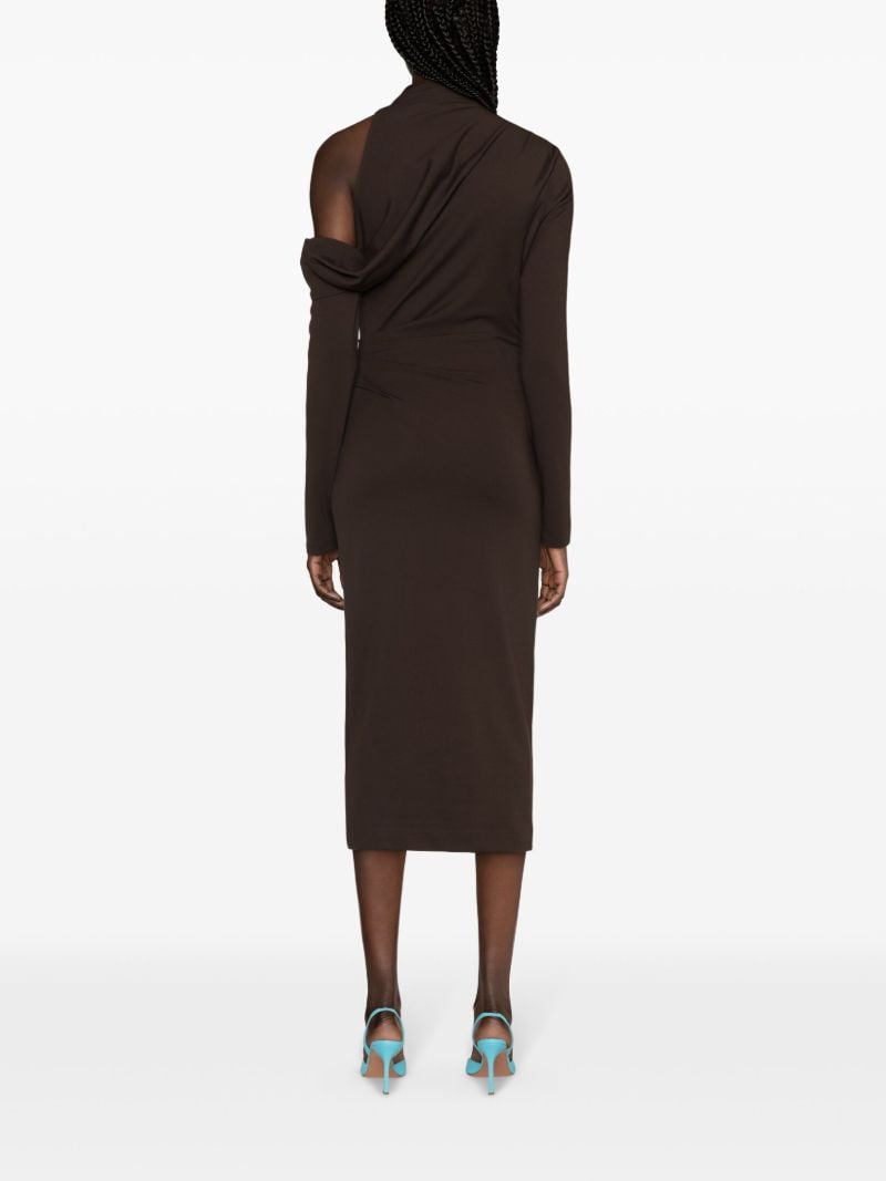 Brown Teresa Asymmetric Midi Dress