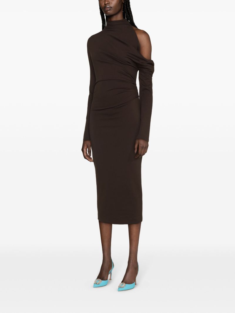 Brown Teresa Asymmetric Midi Dress