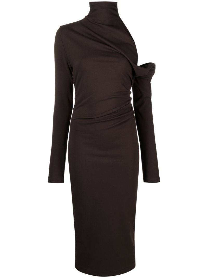 Brown Teresa Asymmetric Midi Dress