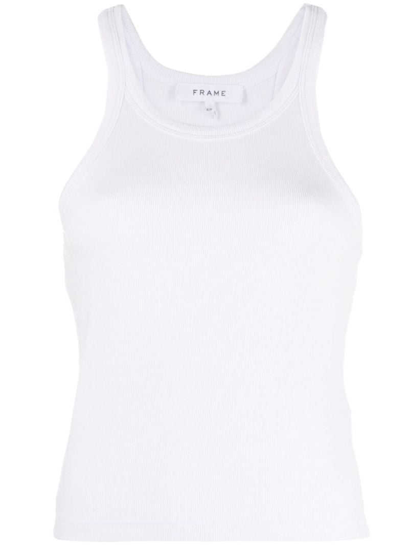 White Ribbed Knit Tank Top
