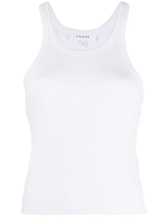 White Ribbed Knit Tank Top
