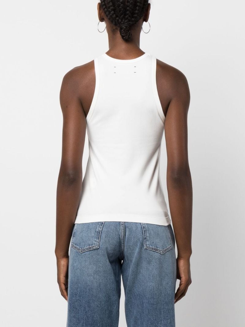 White Logo Print Tank Top