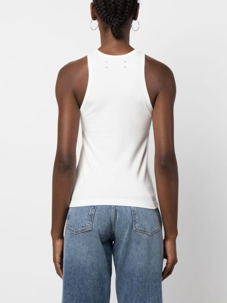 White Logo Print Tank Top
