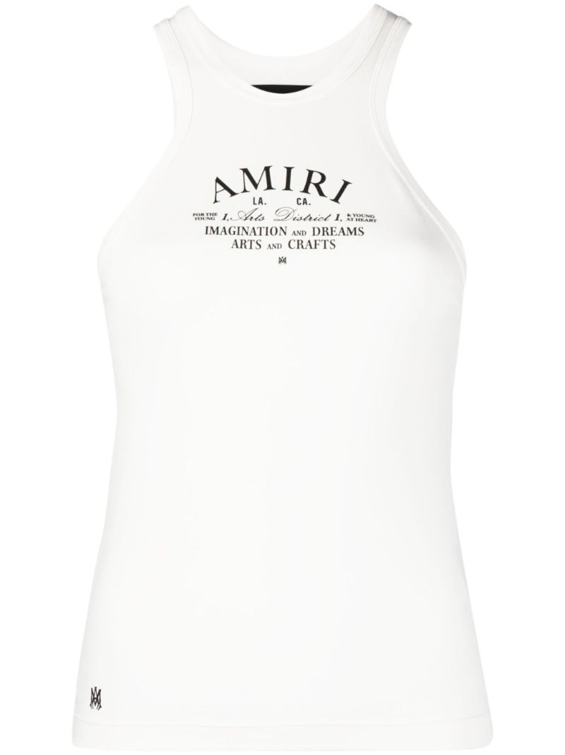 White Logo Print Tank Top