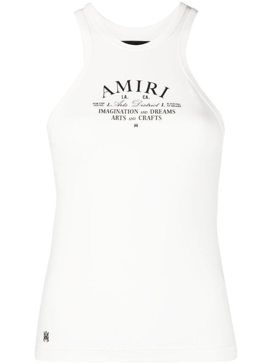 White Logo Print Tank Top
