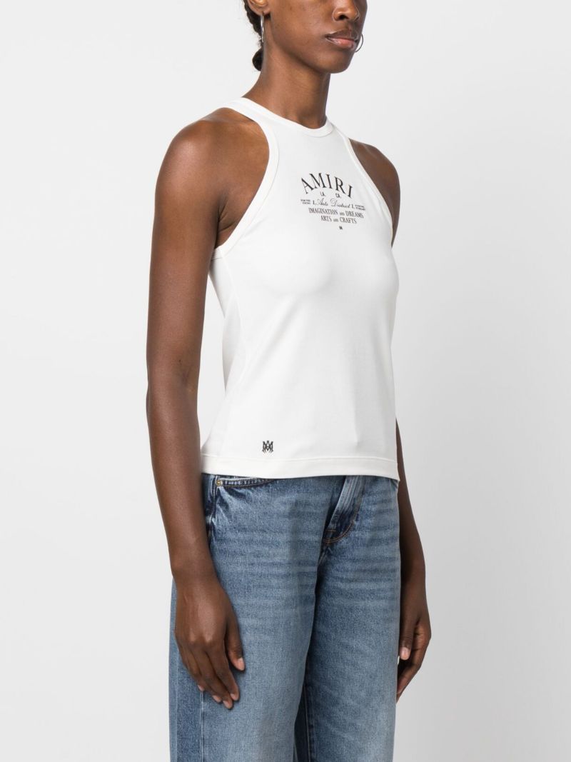 White Logo Print Tank Top