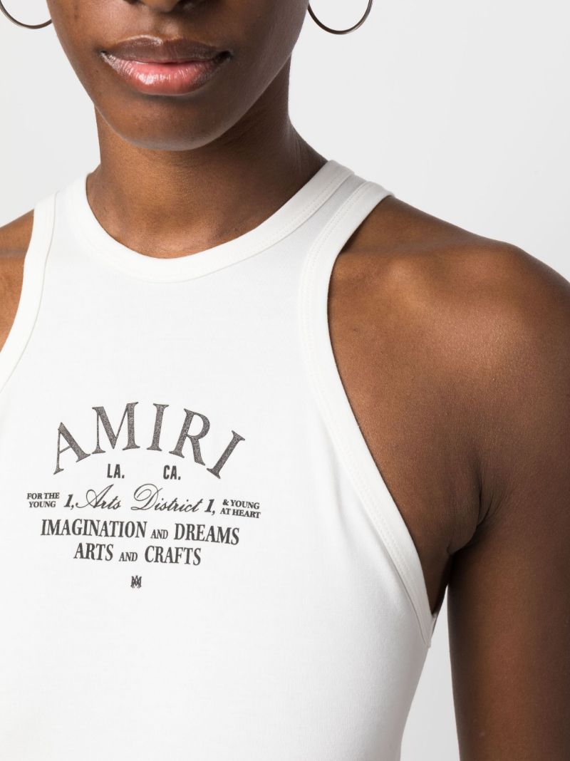 White Logo Print Tank Top