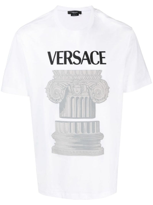 White Column Print T-shirt