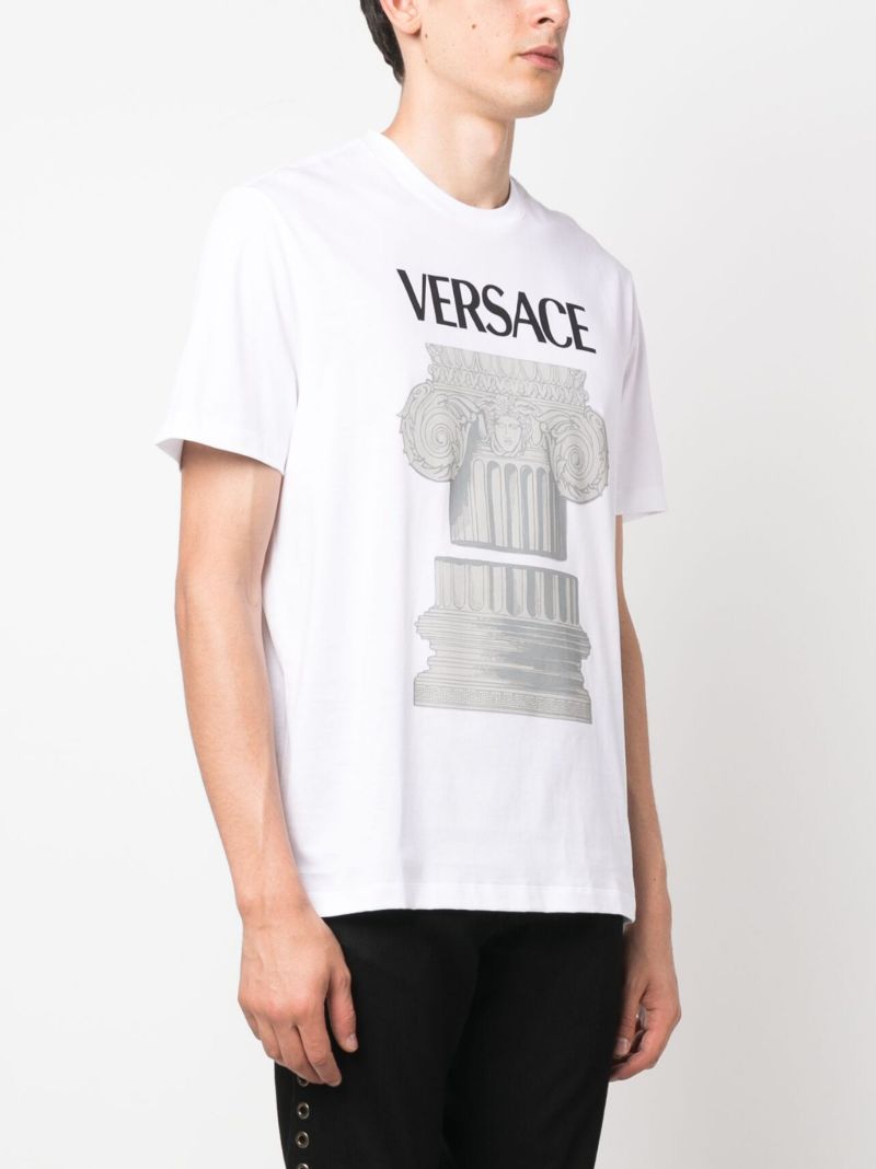 White Column Print T-shirt