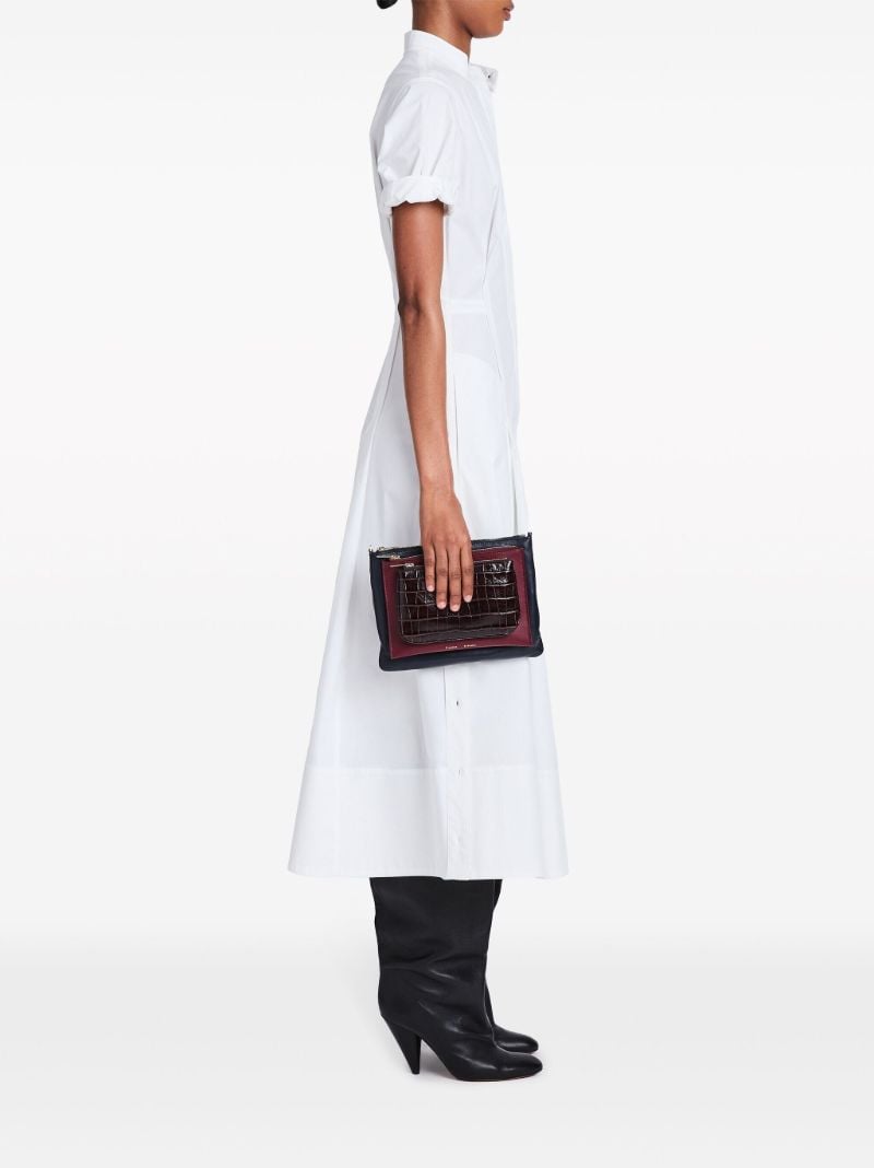 Blue Triple Zip Leather Clutch Bag