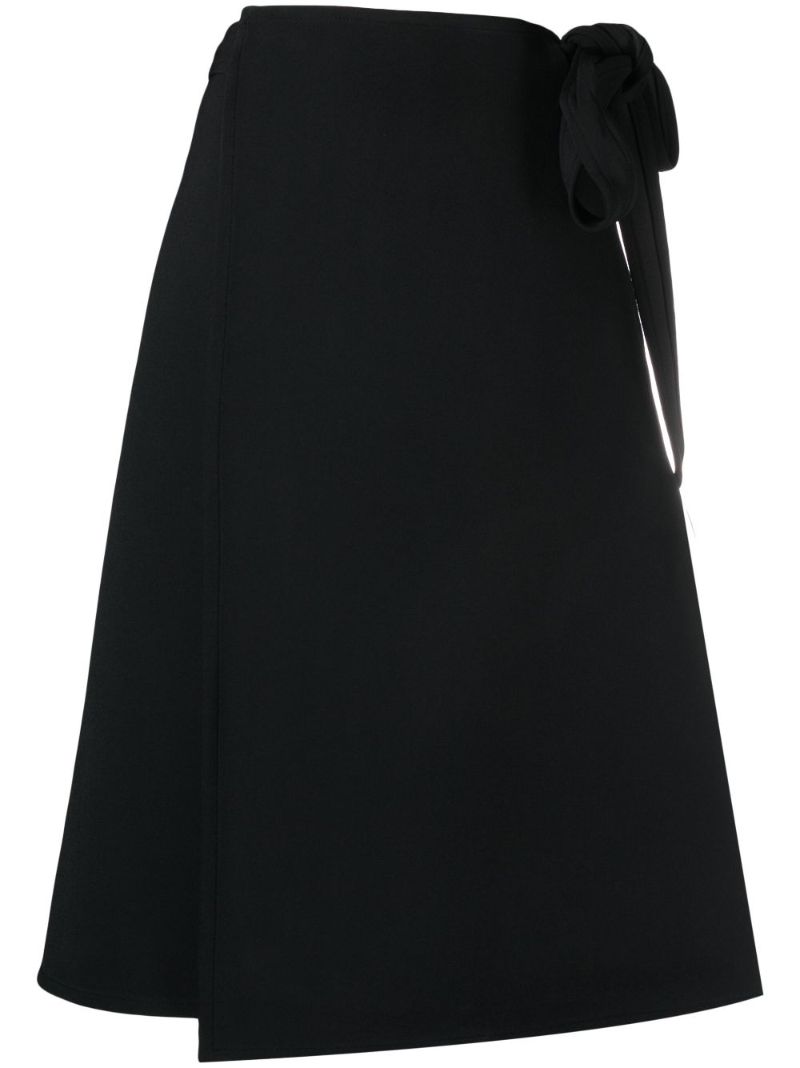 Black Helen Wrap Midi Skirt