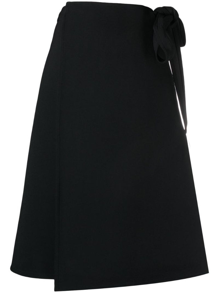 Black Helen Wrap Midi Skirt