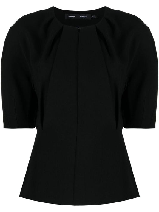 Black Georgia Puff-sleeve Blouse