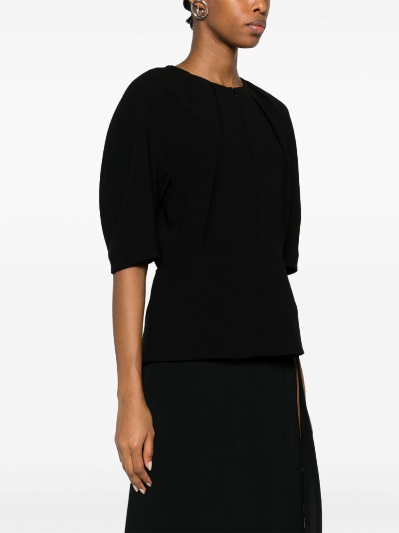 Black Georgia Puff-sleeve Blouse