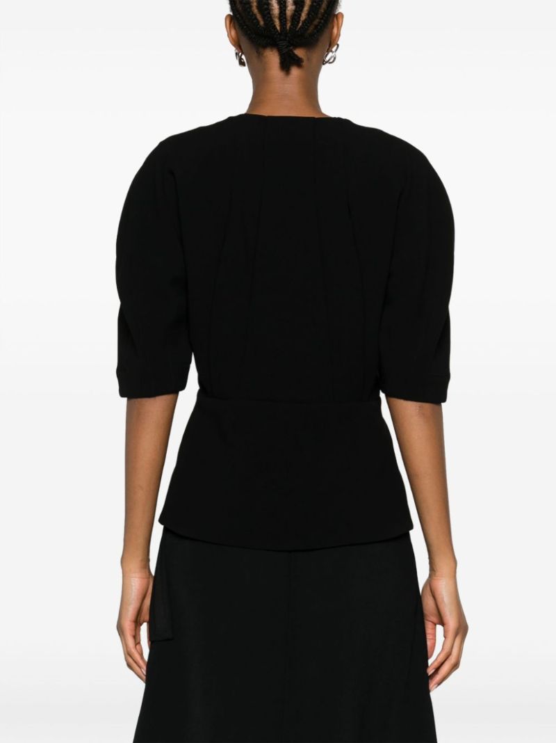Black Georgia Puff-sleeve Blouse