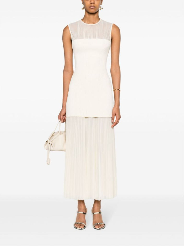 Neutral Niki Pleated Maxi Dress