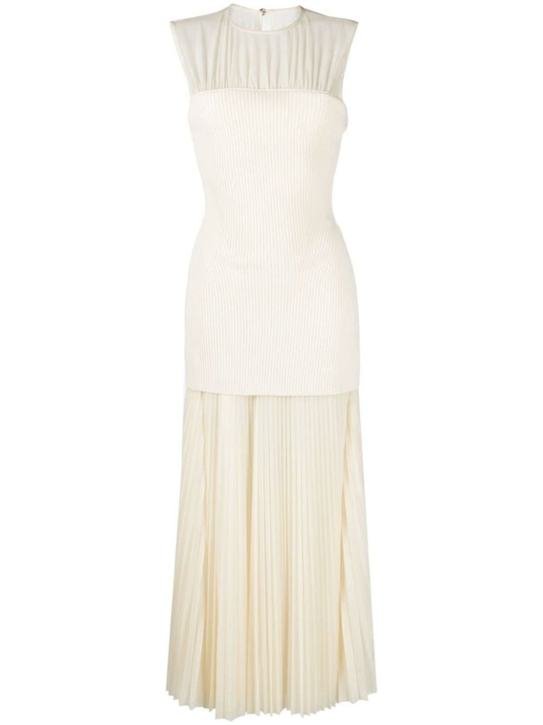 Neutral Niki Pleated Maxi Dress