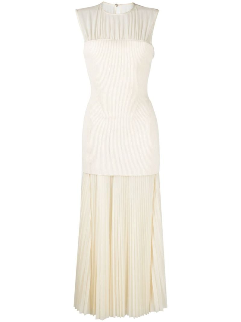 Neutral Niki Pleated Maxi Dress