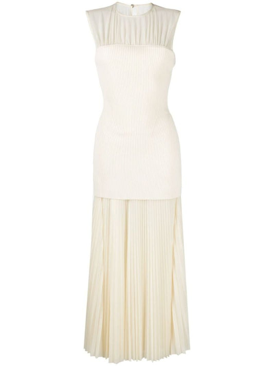 Neutral Niki Pleated Maxi Dress