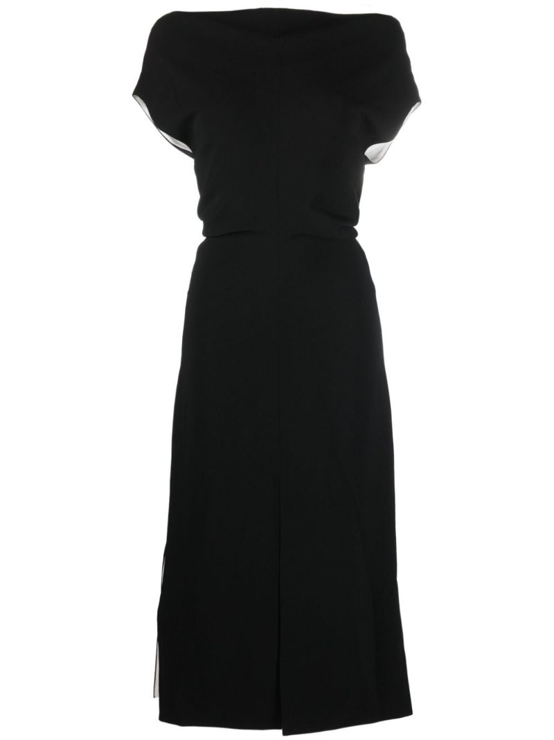 Black Rosa Draped Midi Dress