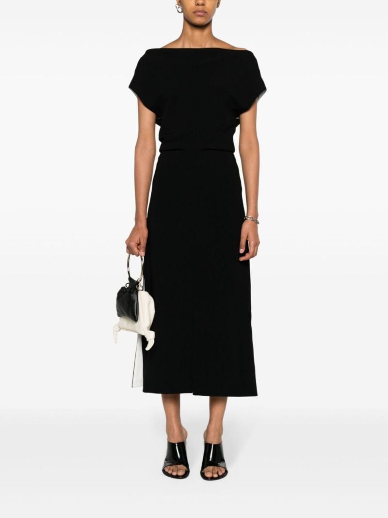 Black Rosa Draped Midi Dress