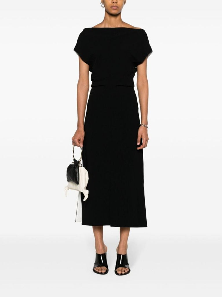 Black Rosa Draped Midi Dress