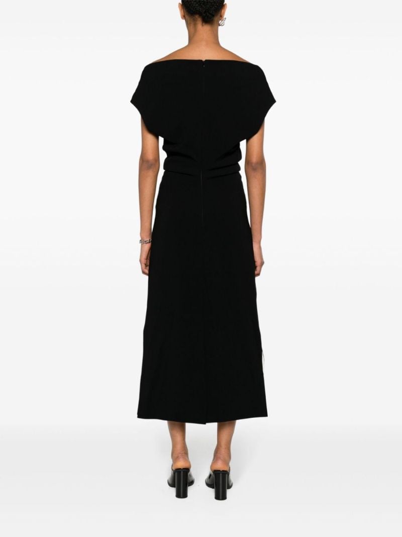 Black Rosa Draped Midi Dress