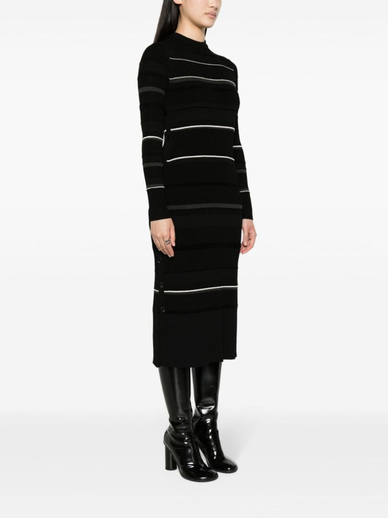 Black Rachel Striped Midi Dress