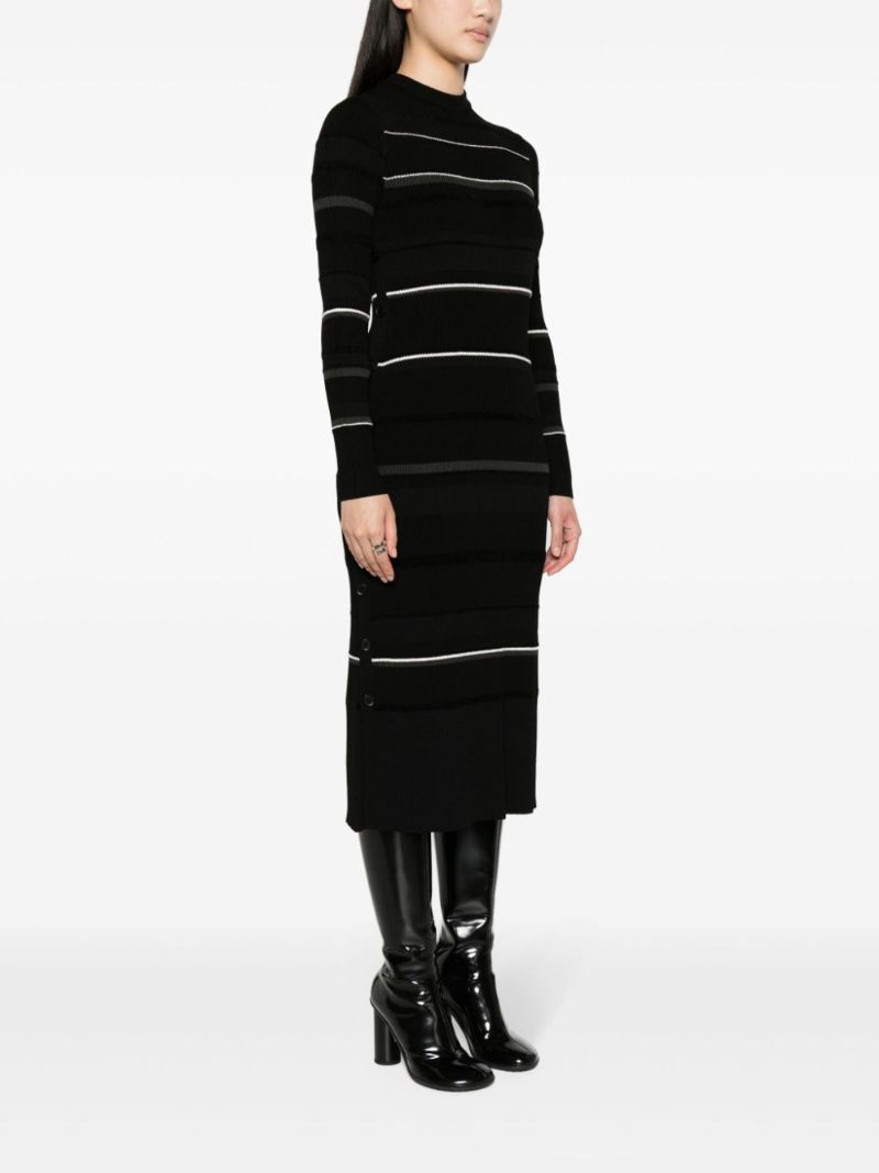 Black Rachel Striped Midi Dress