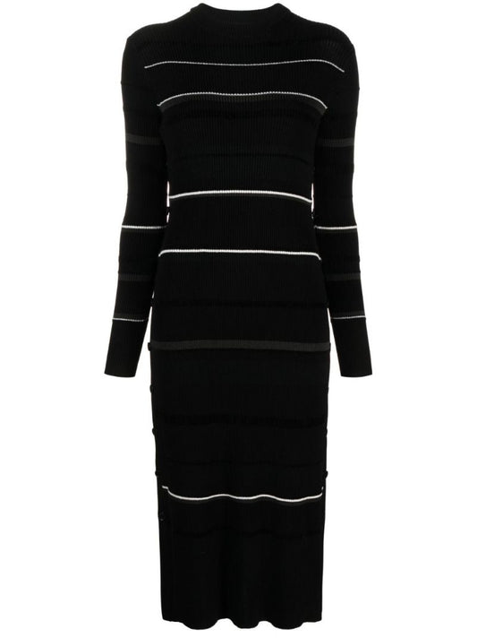 Black Rachel Striped Midi Dress