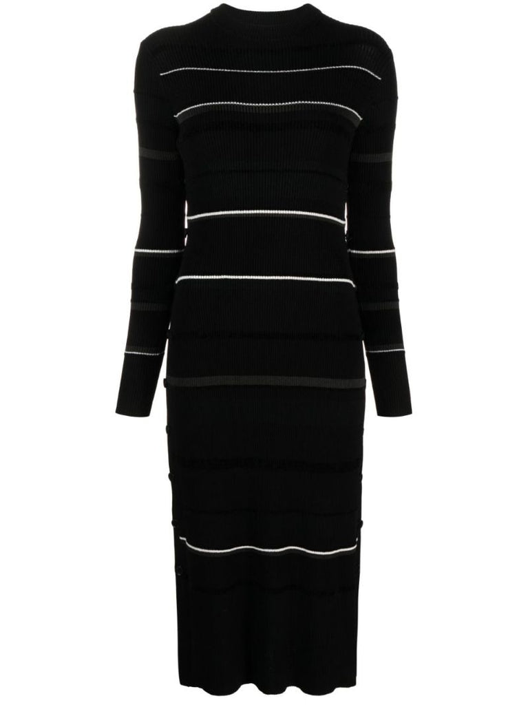 Black Rachel Striped Midi Dress