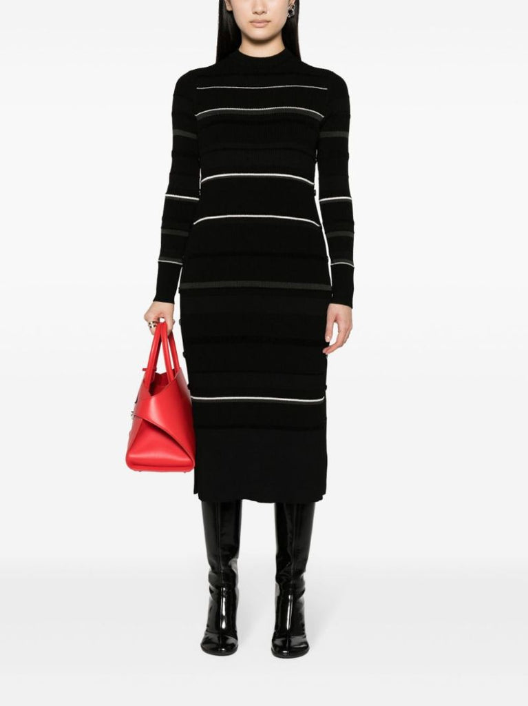 Black Rachel Striped Midi Dress