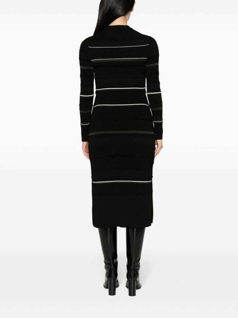 Black Rachel Striped Midi Dress