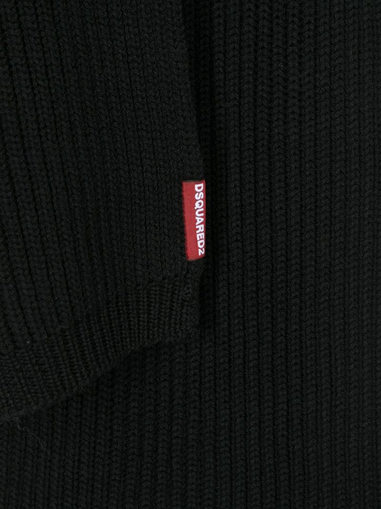 Black Wool Scarf and Beanie Set